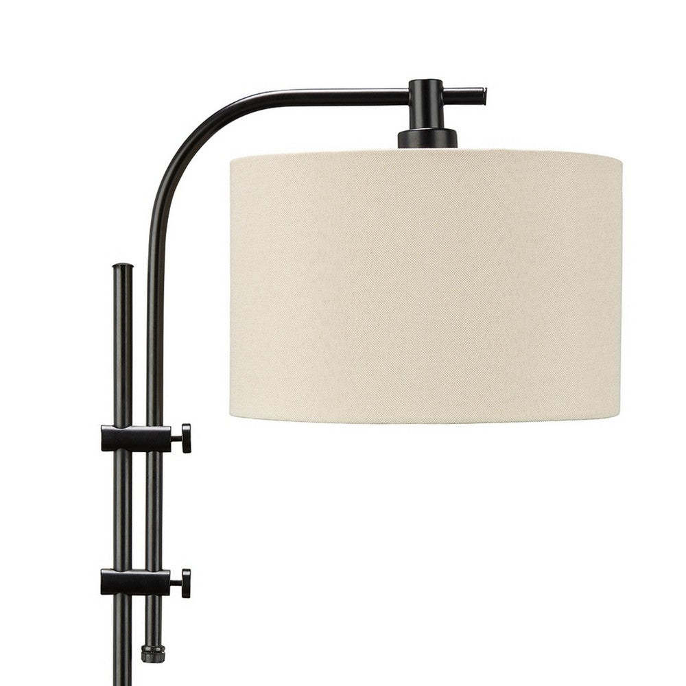Ashley Mney Accent Lamp | Adjustable Arm | White Drum | 26" Black Metal