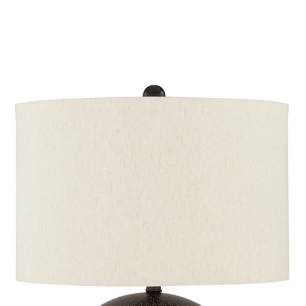 Ashley Soy Table Lamp | White Drum Shade | Gold Accent Black Round Base 27"