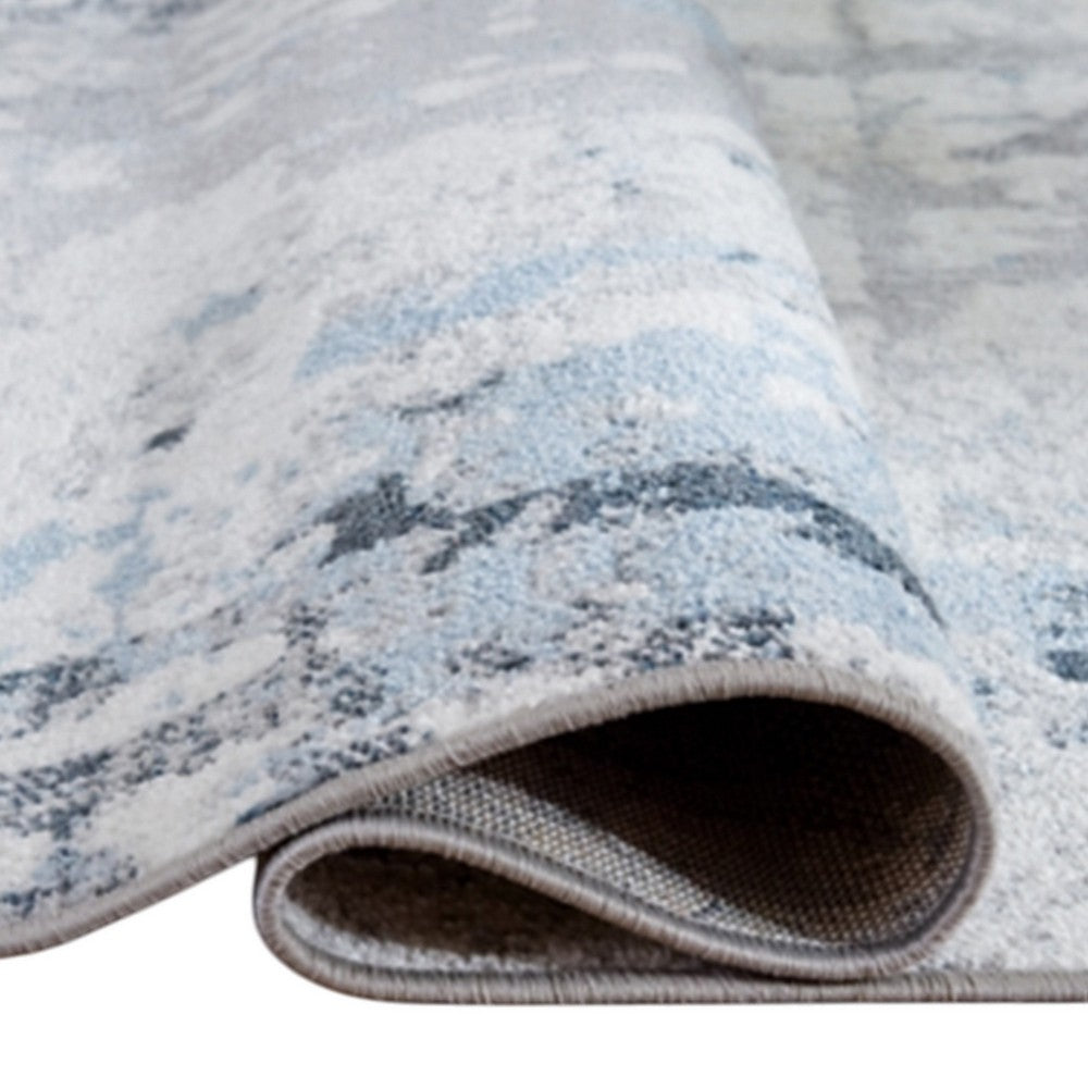 Ashley Tony 8 x 10 Large Area Rug | Blue White Machine Woven Abstract Pattern