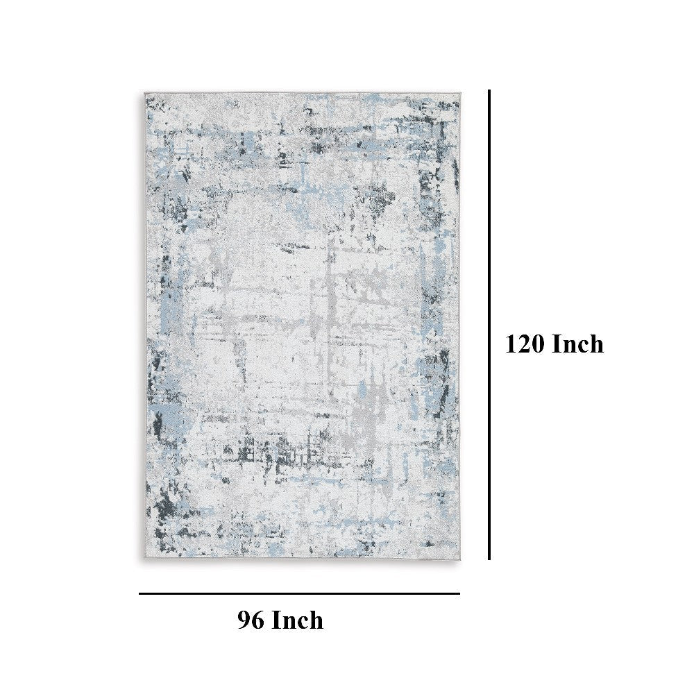 Ashley Tony 8 x 10 Large Area Rug | Blue White Machine Woven Abstract Pattern BM327814