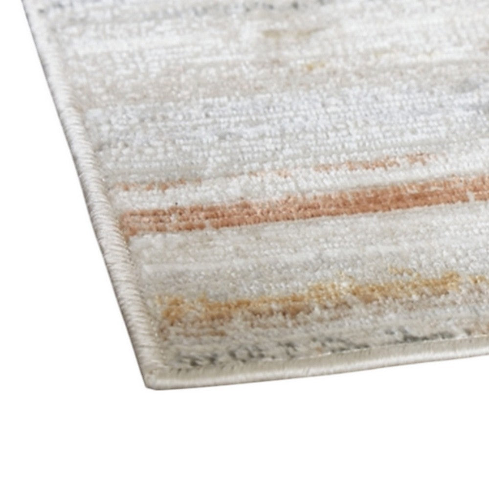 Ashley Neyo 5 x 7 Medium Area Rug | Machine Woven White Brown Striped Pattern