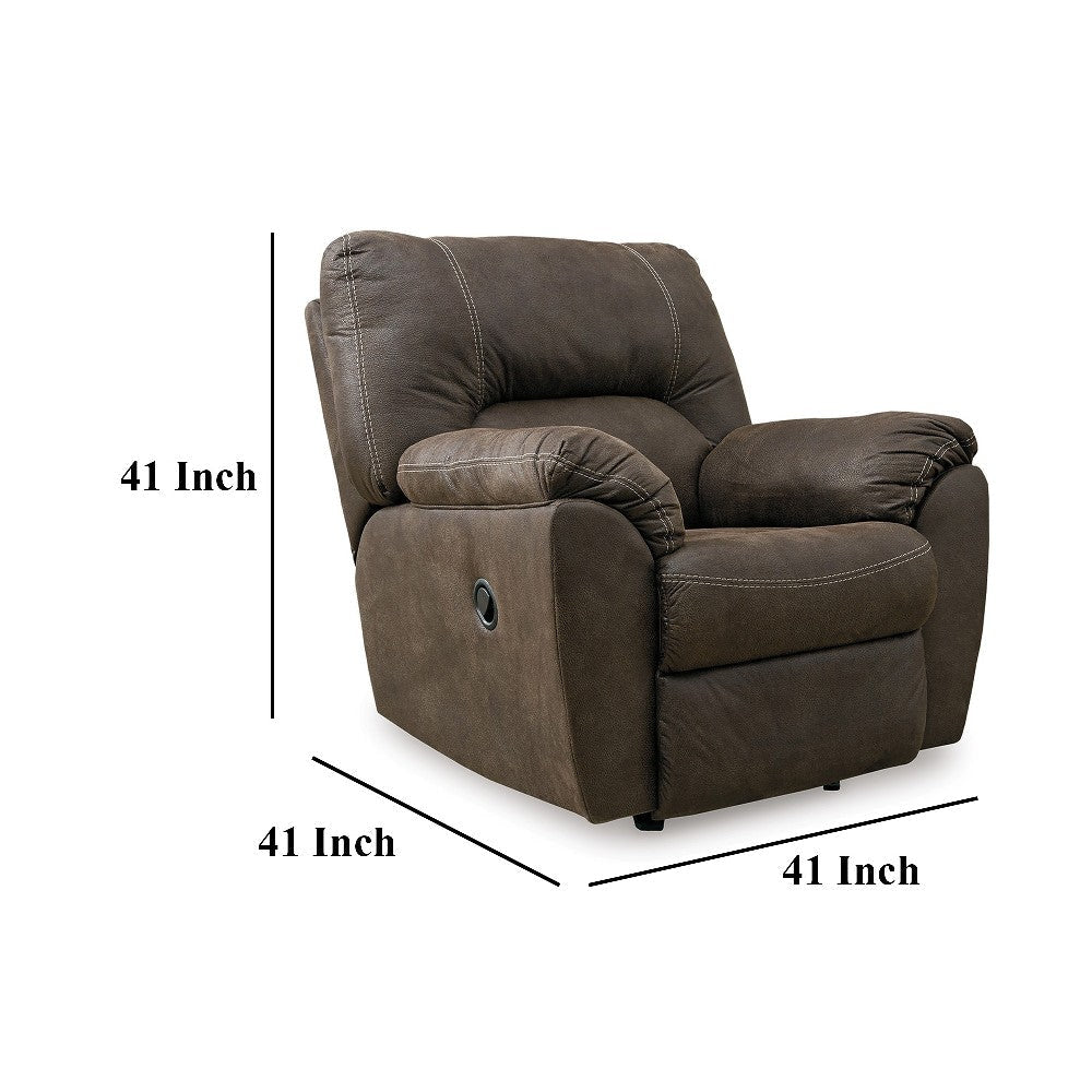 Ashley Neal Rocker Recliner Chair Foam Cushions Canyon Brown Faux Leather BM327852