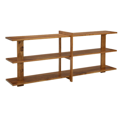 Ashley Console Sofa Table | 3 Open Shelves | Brown 78" Solid Acacia Wood