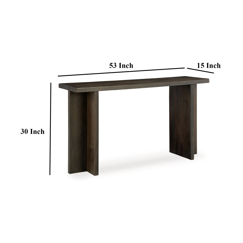 Ashley Console Sofa Table | Solid Wood T Shaped Legs | Dark Brown 53’’ BM327882