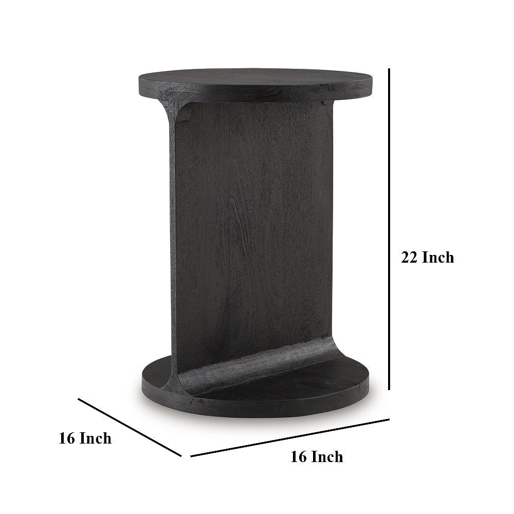 Ashley Accent Table | I Shaped Mango Wood Body | Sandblasted Black 16’’ BM327883