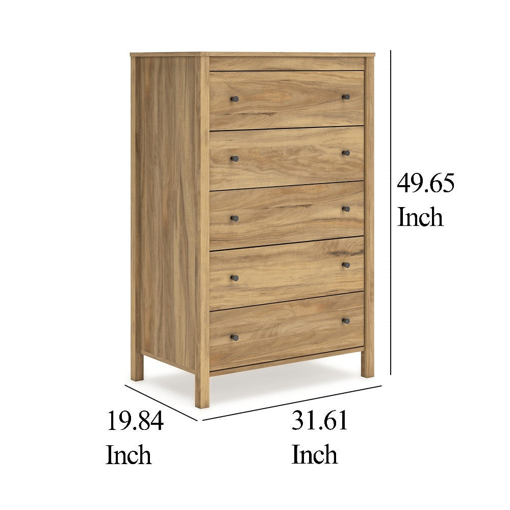 Ashley Maci Tall Dresser Chest | 5 Drawers | Natural Brown Wood Finish | 50’’ BM327910