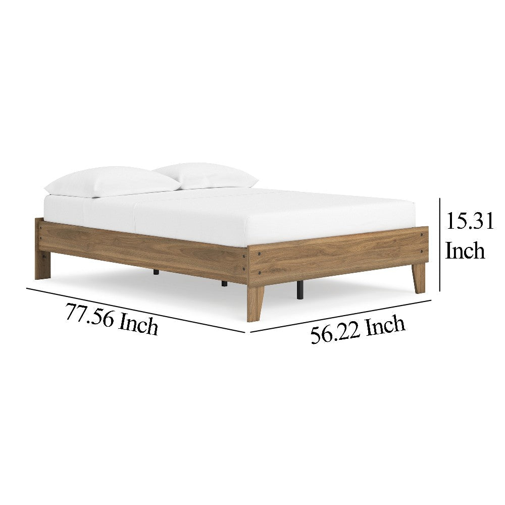 Ashley Deana Full Platform Bed | Honey Brown Wood | Low Profile Tapered Legs BM327927