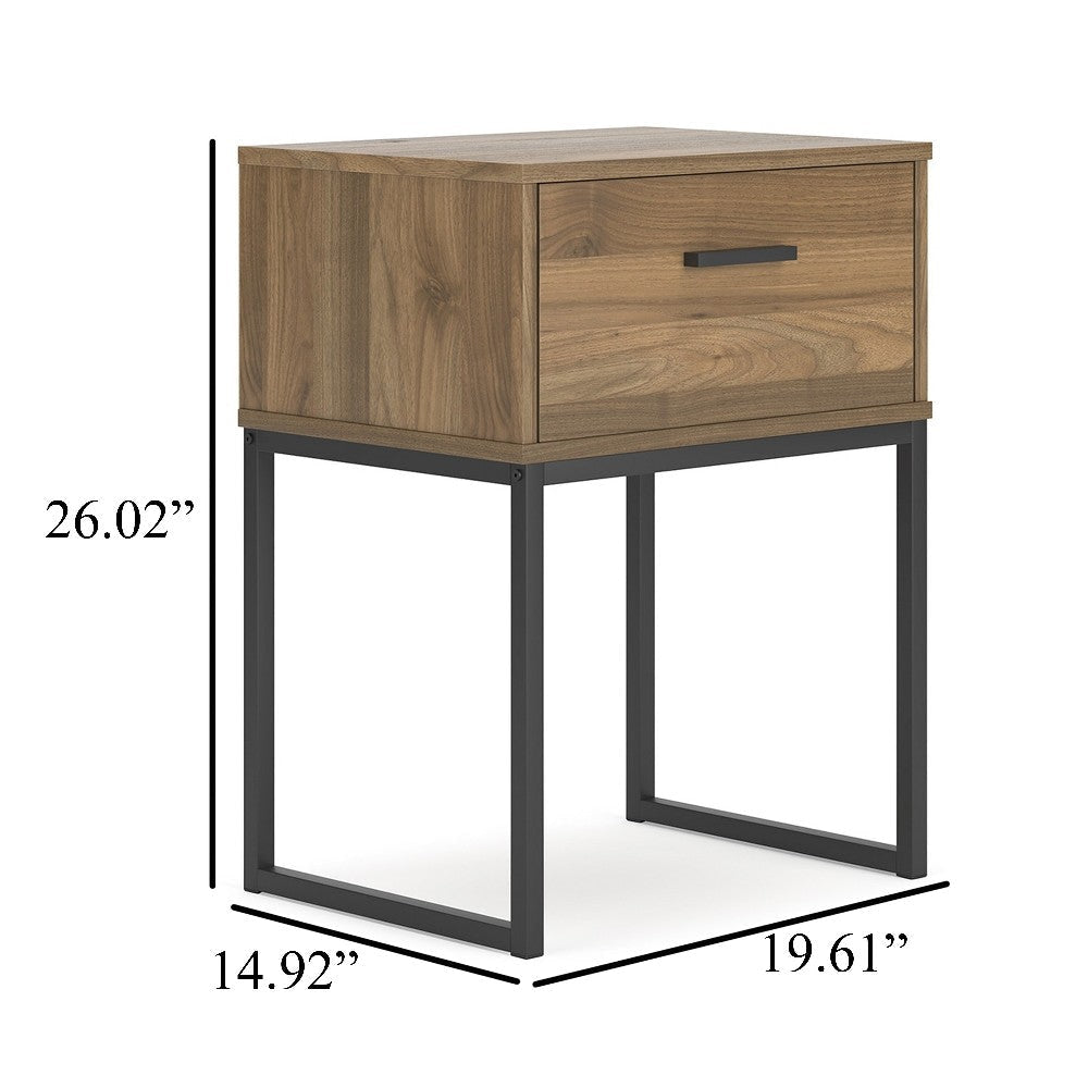 Ashley Deana Nightstand | 1 Drawer | Honey Brown Wood | Black Metal | 26’’ BM327931