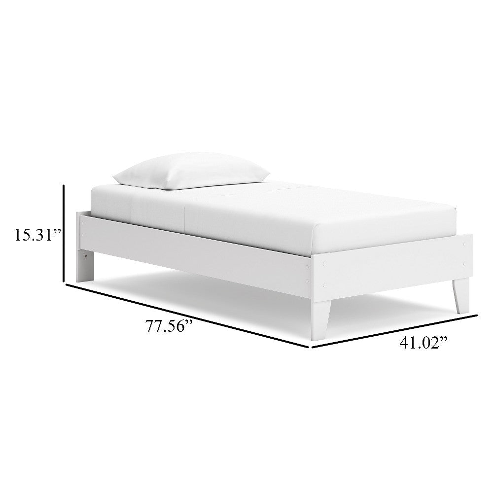 Ashley Alli Twin Size Platform Bed | Modern Matte White Wood | Low Profile BM327932