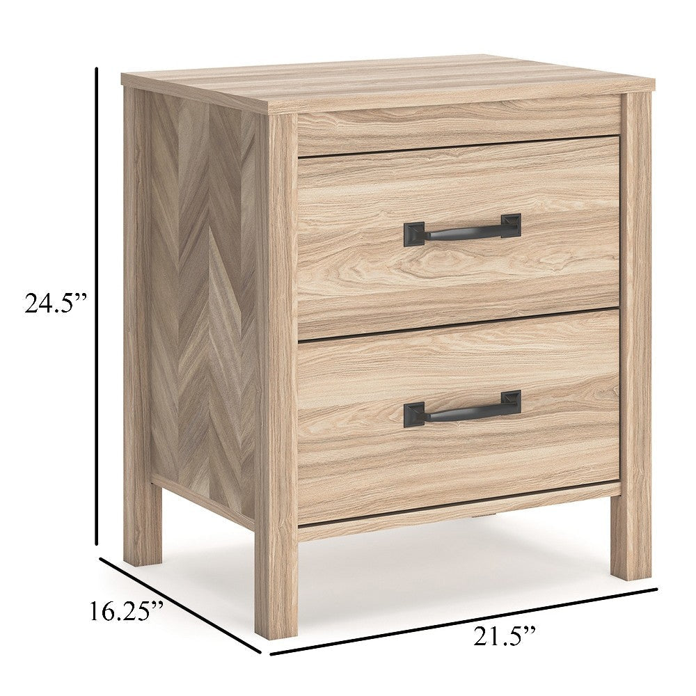 Ashley Bette Nightstand | 2 Drawers | Light Oak Brown Wood Finish | 24’’ BM327953