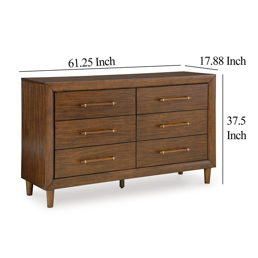 Ashley Jeyn Wide Dresser | 6 Drawers | Traditional Dark Brown Solid Hardwood BM327966