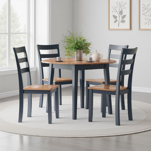 Ashley Gasy Dining Table | Extendable 26-42" | Dark Blue | Wood | 2 Leaves