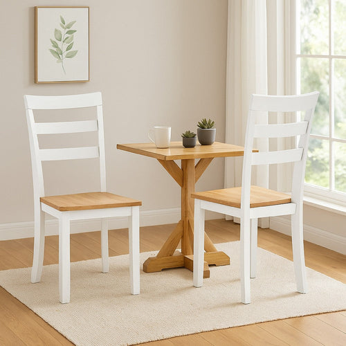 Ashley Gasy Dining Chair Set of 2 | 22" White and Brown Mango Wood Veneer