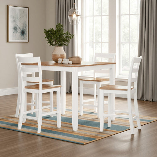 Ashley Gasy Counter Height Dining Table Set | 4 Chairs | White and Brown
