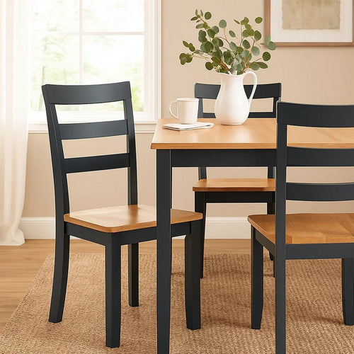 Ashley Gasy Dining Side Chair Set of 2 | Dark Blue Solid Wood Brown Seat