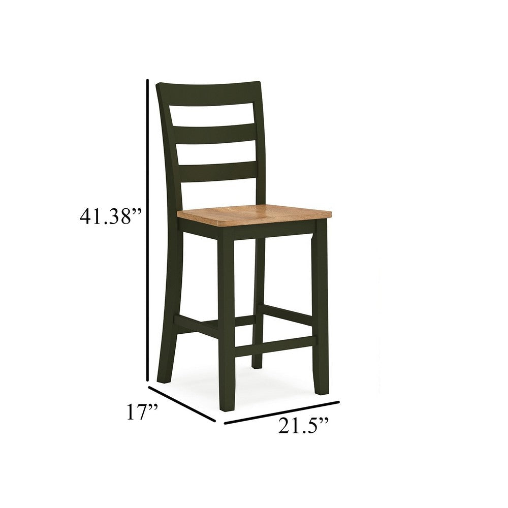Ashley Gasy Counter Height Chair Set of 2 | Dark Green Solid Wood | Brown BM328094