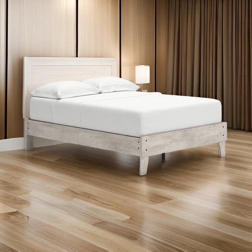 Ashley Shawn Full Size Minimalist Platform Bed | Light Gray Wood Frame