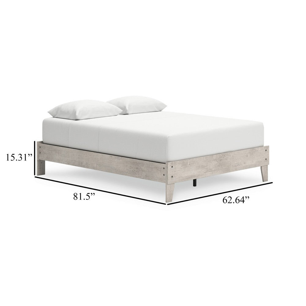 Ashley Shawn Queen Minimalist Platform Bed | Light Gray Wood Low Profile BM328134