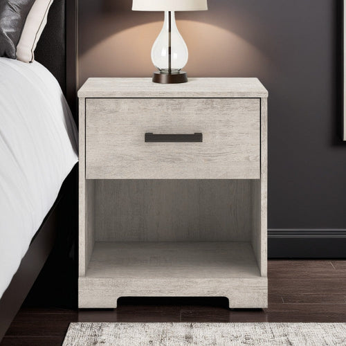 Ashley Shawn Nightstand I 1 Drawer and 1 Shelf I Light Gray Wood I 20"