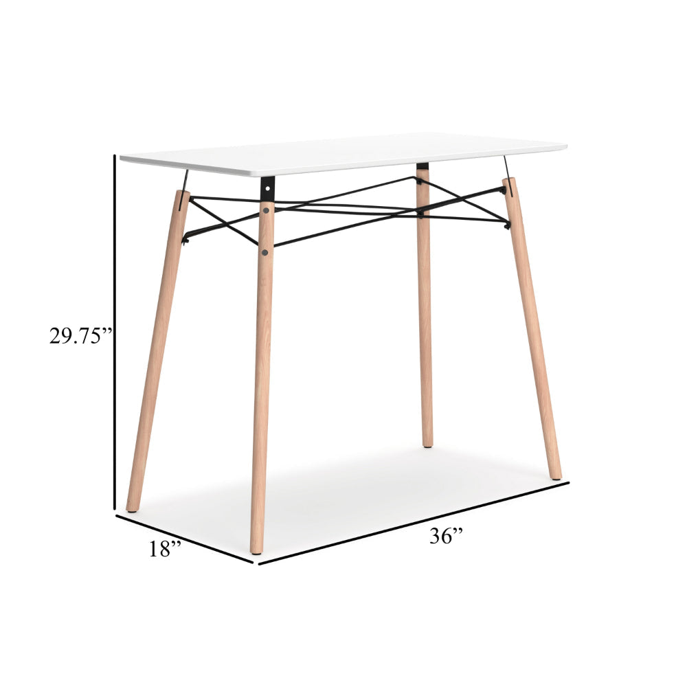 Ashley Laara Home Office Desk I White I Brown Wood I Metal Leg Braces I 36’’ BM328148