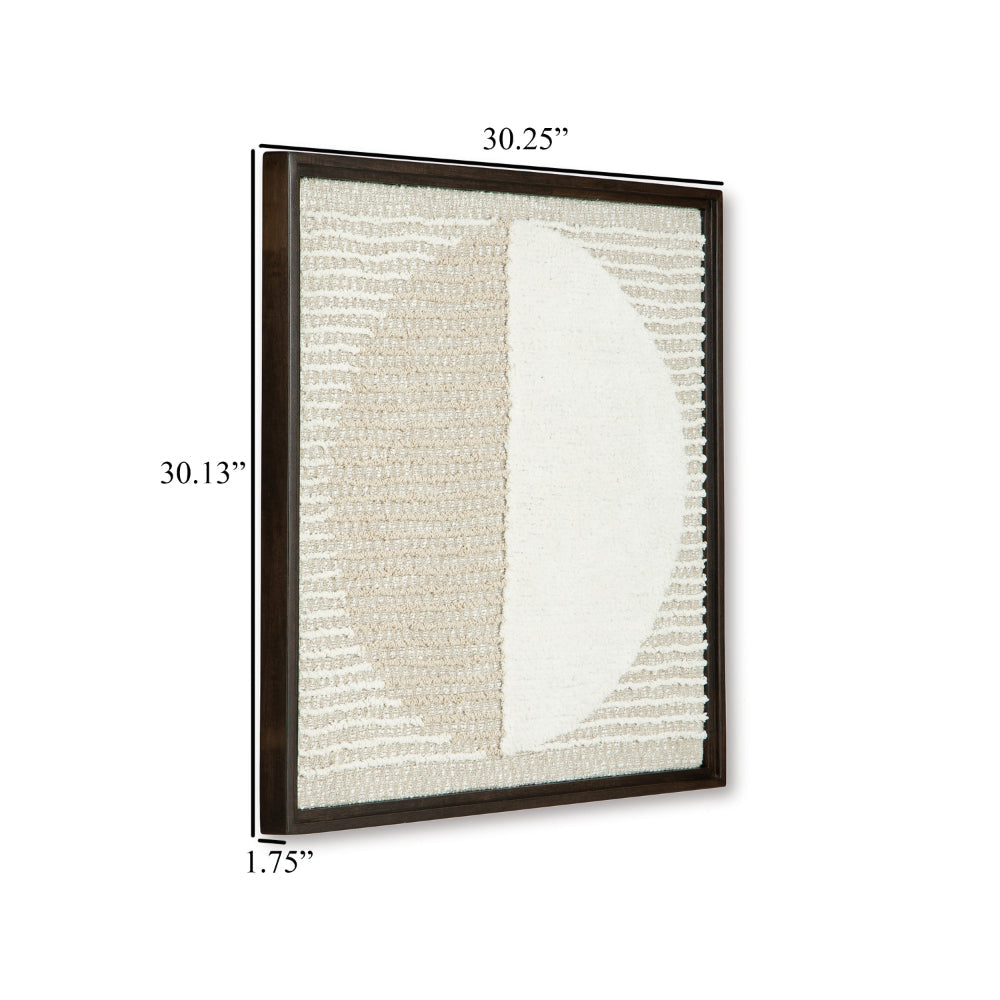 Ashley Miji Wall Art Decor | Half Moon Circle Beige White Woven 30 x 30 BM328158