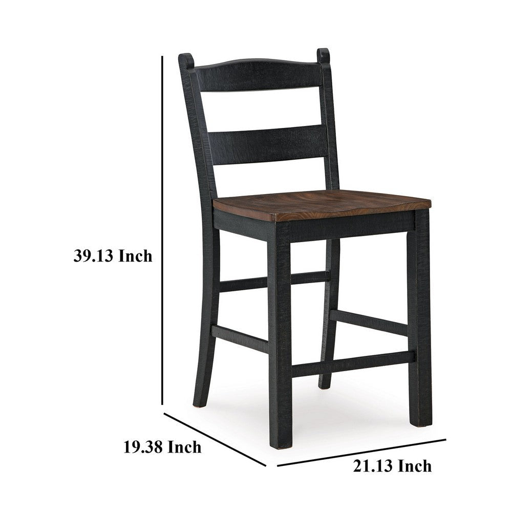 Ashley Becy Counter Height Chair Set of 2 | 24’’ | Black and Brown Wood BM328193