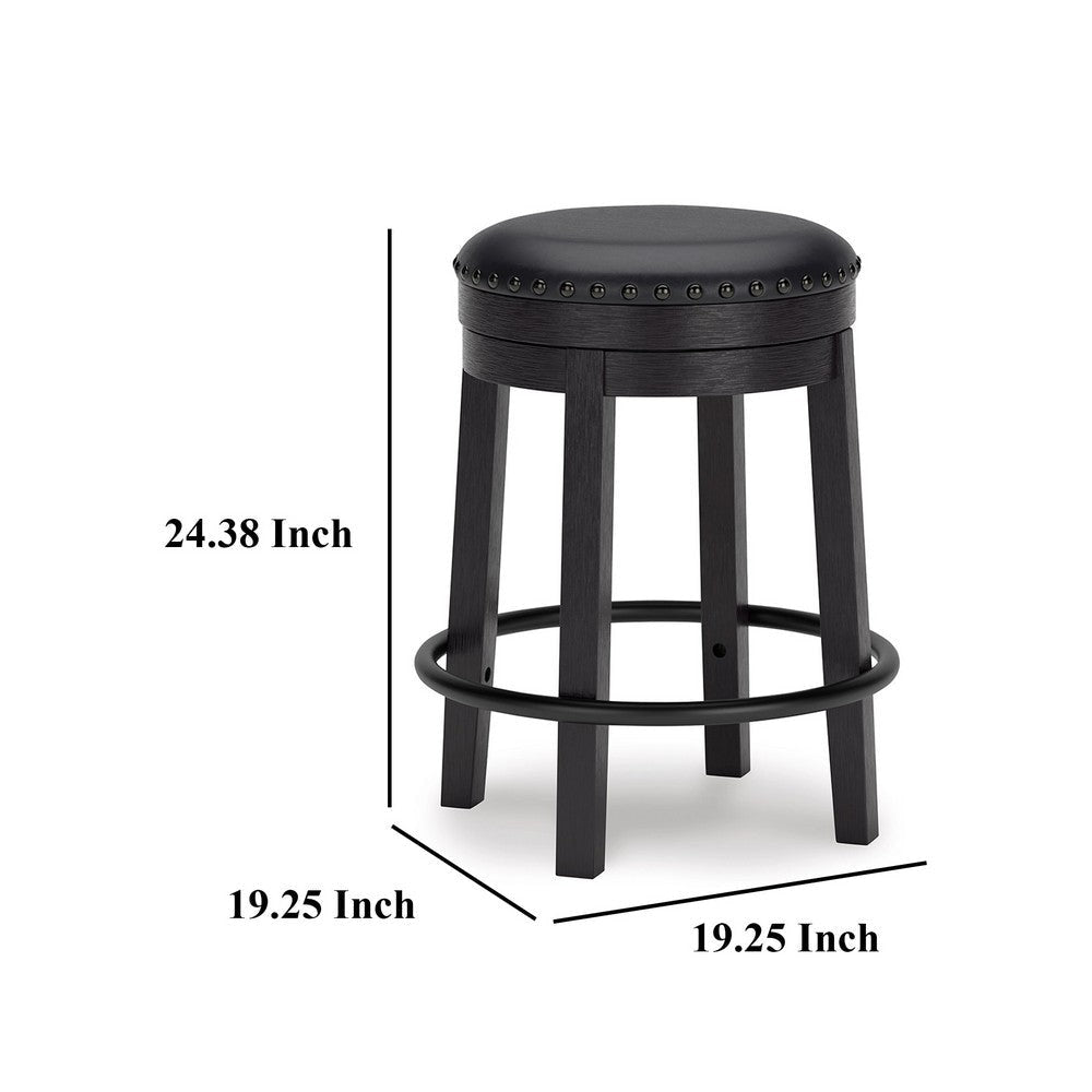 Ashley Becy Counter Height Swivel Stool | 24’’ | Black Faux Leather Seat BM328194