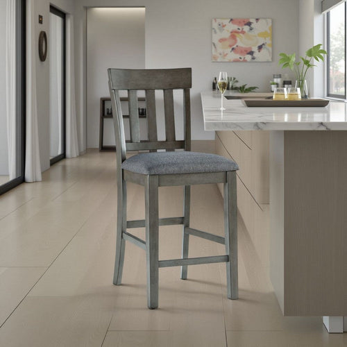 Ashley Haly Counter Height Chair Set of 2 | Gray Solid Wood Frame and Fabric