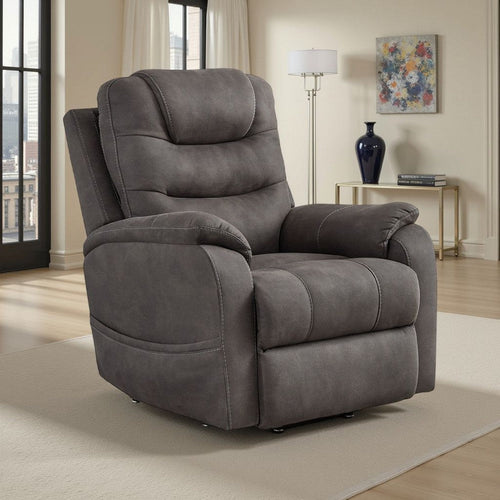 Ashley Fily Power Lift Recliner Chair | Heat Massage 40" Gray Faux Leather