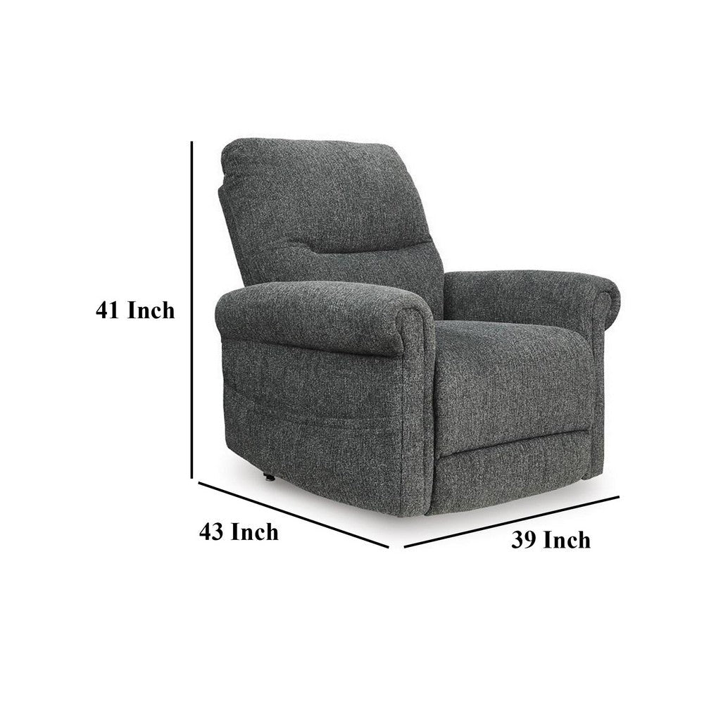 Ashley Auro Power Lift Recliner Chair | Heat | Massage | 39’’ | Gray Polyester BM328228