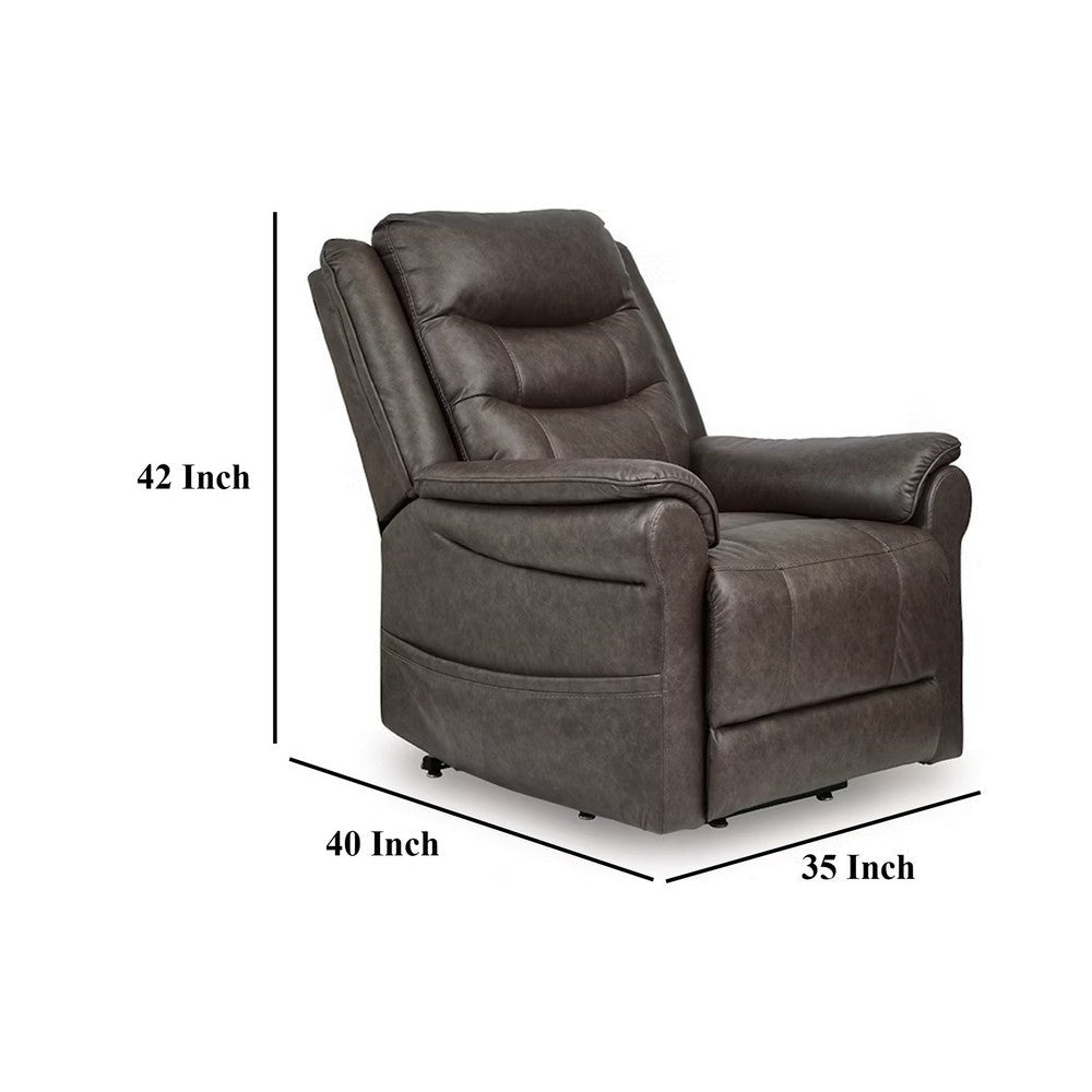 Ashley Otim Power Lift Recliner Chair | 35’’ Heat Massage | Brown Faux Leather BM328229
