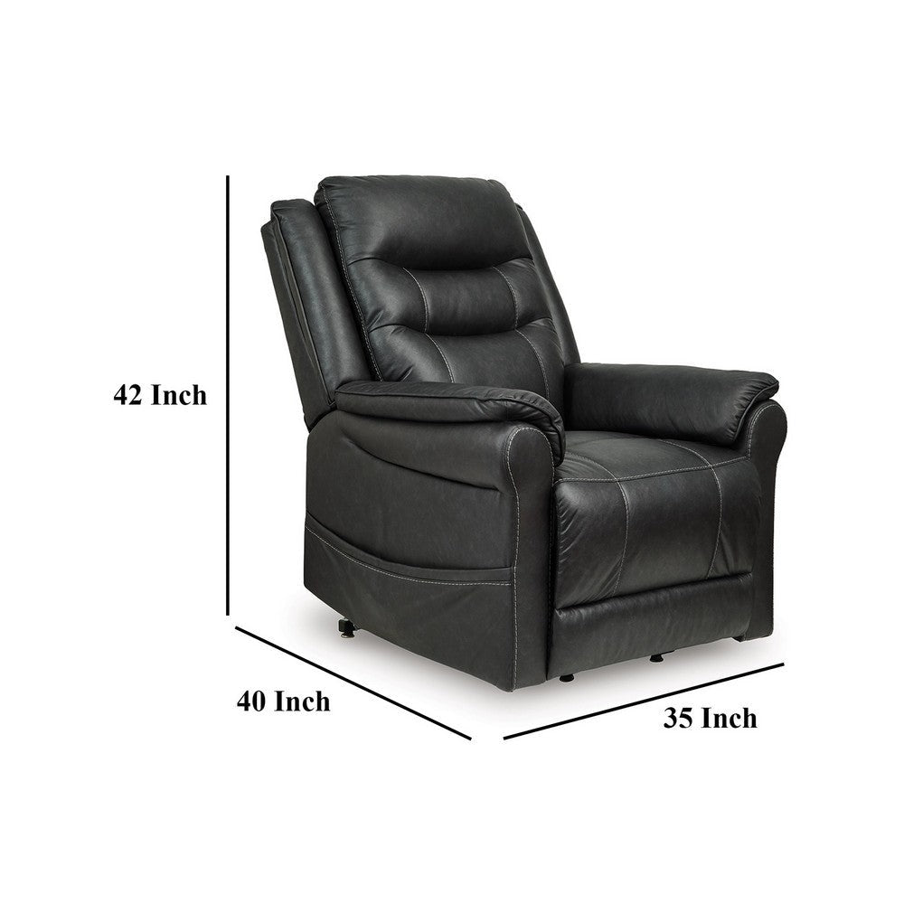 Ashley Otim Power Lift Recliner Chair | 35’’ | Heat Massage Black Faux Leather BM328230