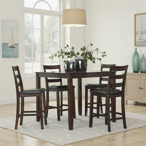 Ashley Covvi 5pc Counter Height Dining Table Set | Ladder Chairs | Brown Wood