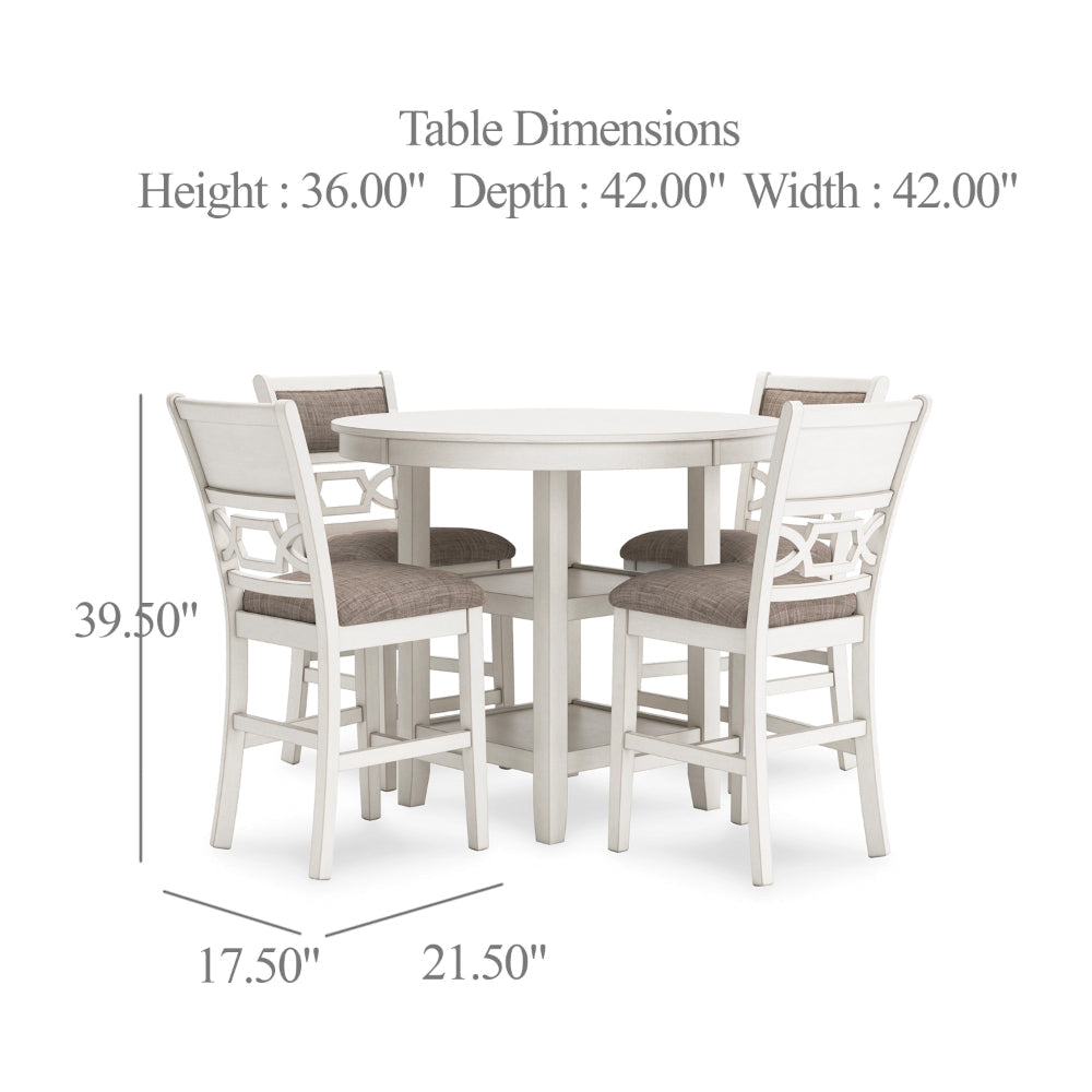 Ashley Berg 5pc Counter Height Dining Table Set | White Wood | Padded Chairs BM328245