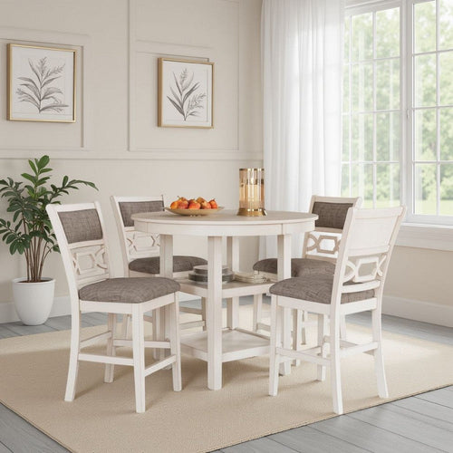 Ashley Berg 5pc Counter Height Dining Table Set | White Wood | Padded Chairs