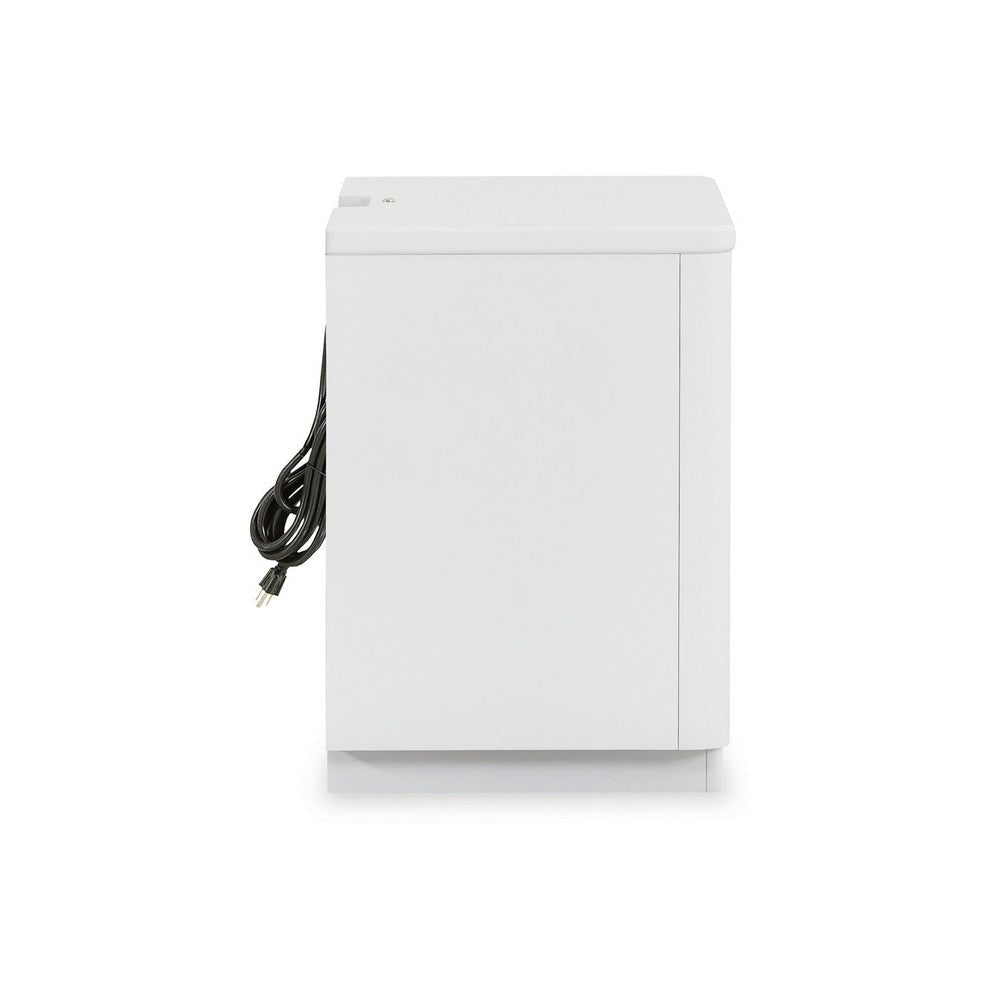 Ashley Canaal Nightstand | 2 Drawer | White Solid Wood | 28’’ | LED Light BM328284