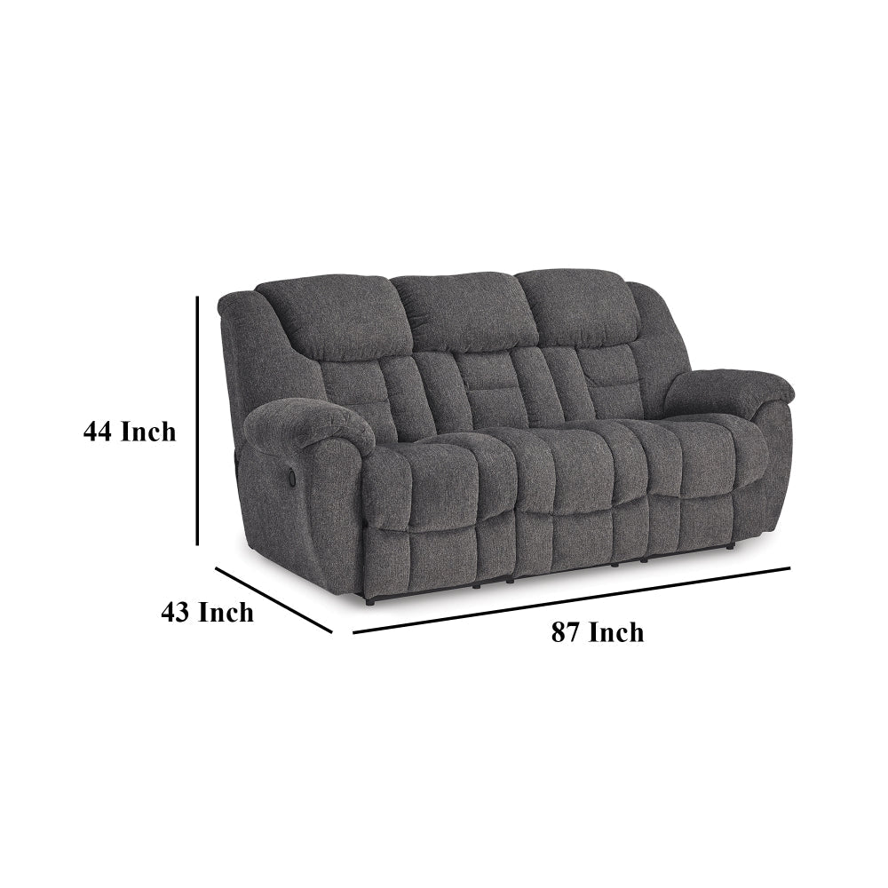 Ashley Dane Manual Reclining Sofa | Gray Polyester | Pillow Top Arms | 87’’ BM328316
