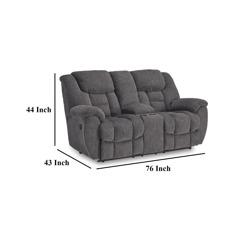 Ashley Dane Manual Double Reclining Loveseat | Rich Gray Polyester | 76’’ BM328317