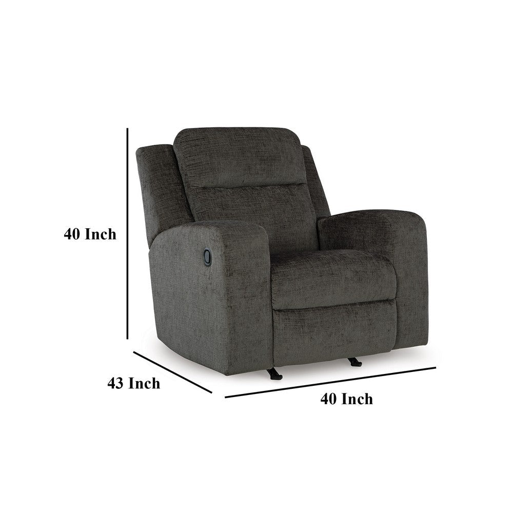 Ashley Damon Manual Rocker Recliner Chair | Plush Soft Dark Gray Polyester BM328321