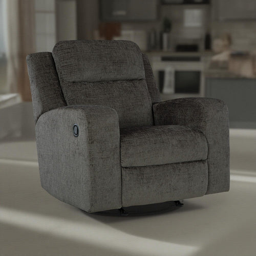 Ashley Damon Manual Rocker Recliner Chair | Plush Soft Dark Gray Polyester