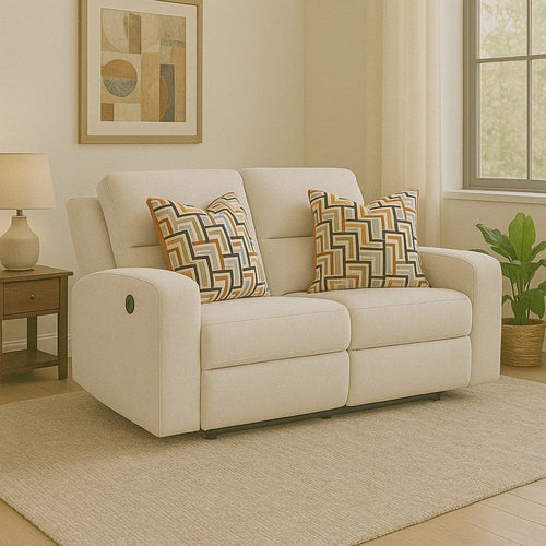 Ashley Genna Manual Recliner Loveseat | Light Beige Polyester | 2 Pillow 64"