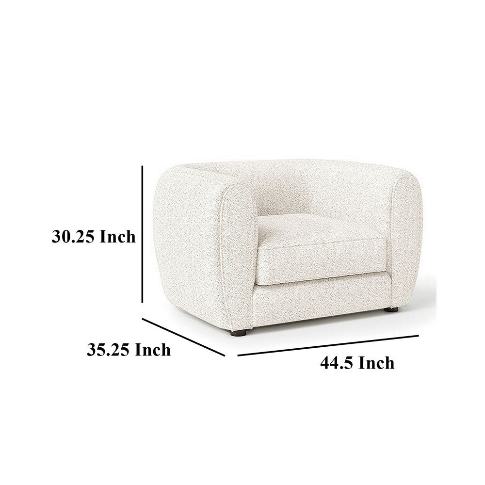 Dly Accent Chair Tuxedo Style Arms Plush White Boucle Cushions BM328360
