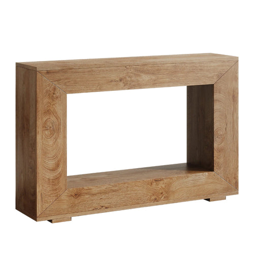 Sofa Console Table, 47 Inch Light Brown Wood Rectangular, Open Shelf