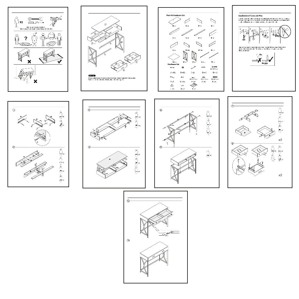 Computer Office Writing Desk 41 Inch White Top 2 Drawers Gold Base BM328380