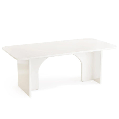 Dining Table, Rectangular Top, White MDF Frame, 3D Legs, 63 Inch