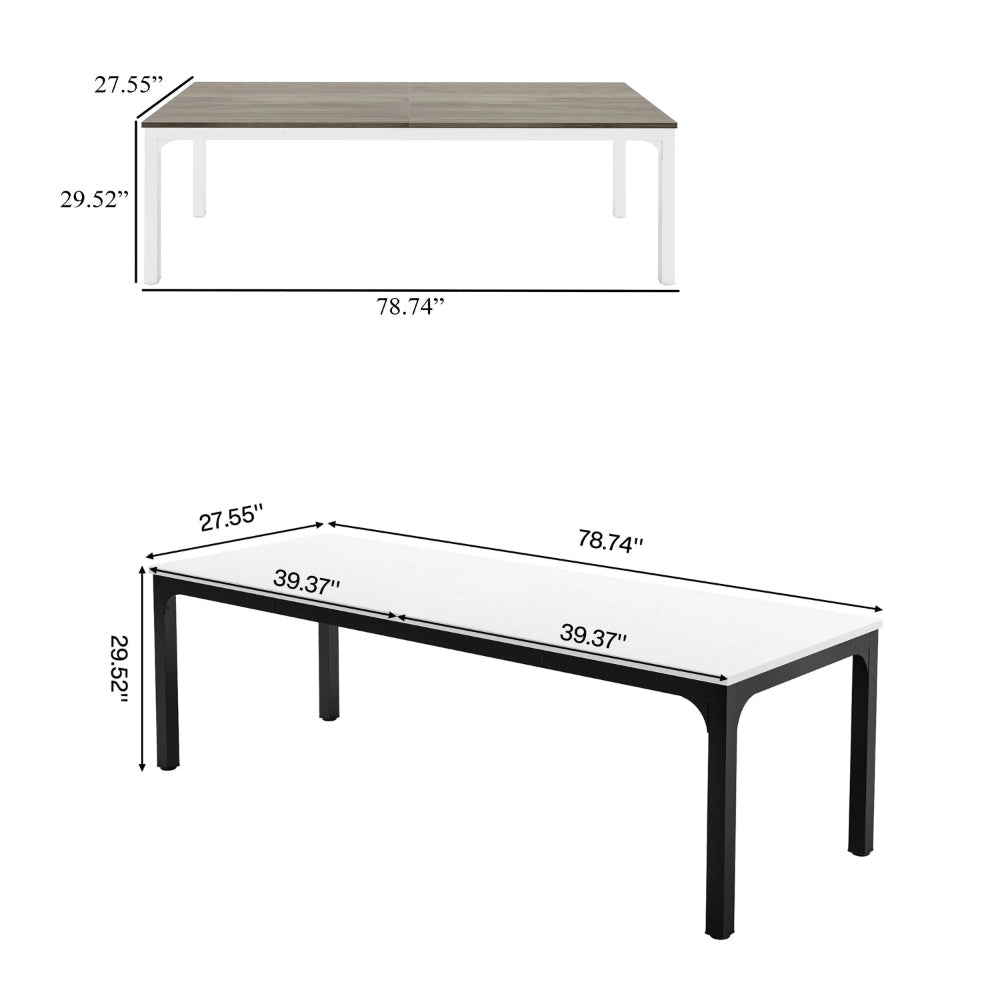 Jack Conference Table 79 Inch Rectangular Gray MDF Top White Metal BM328540