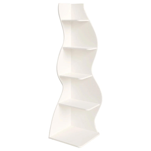 Max Corner Bookshelf, 5 Tier 70 Inch, White Finish, Adjustable Shelves