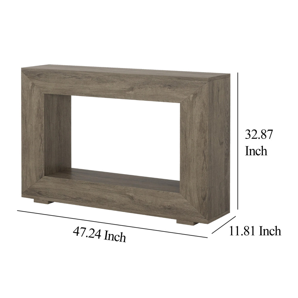 Evan Console Table 47 Inch Rectangular Top Rustic Gray Open Shelf BM328550