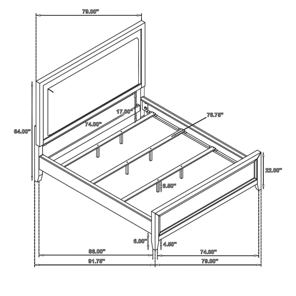 Leva California King Bed Upholstered LED Headboard White Acacia Wood