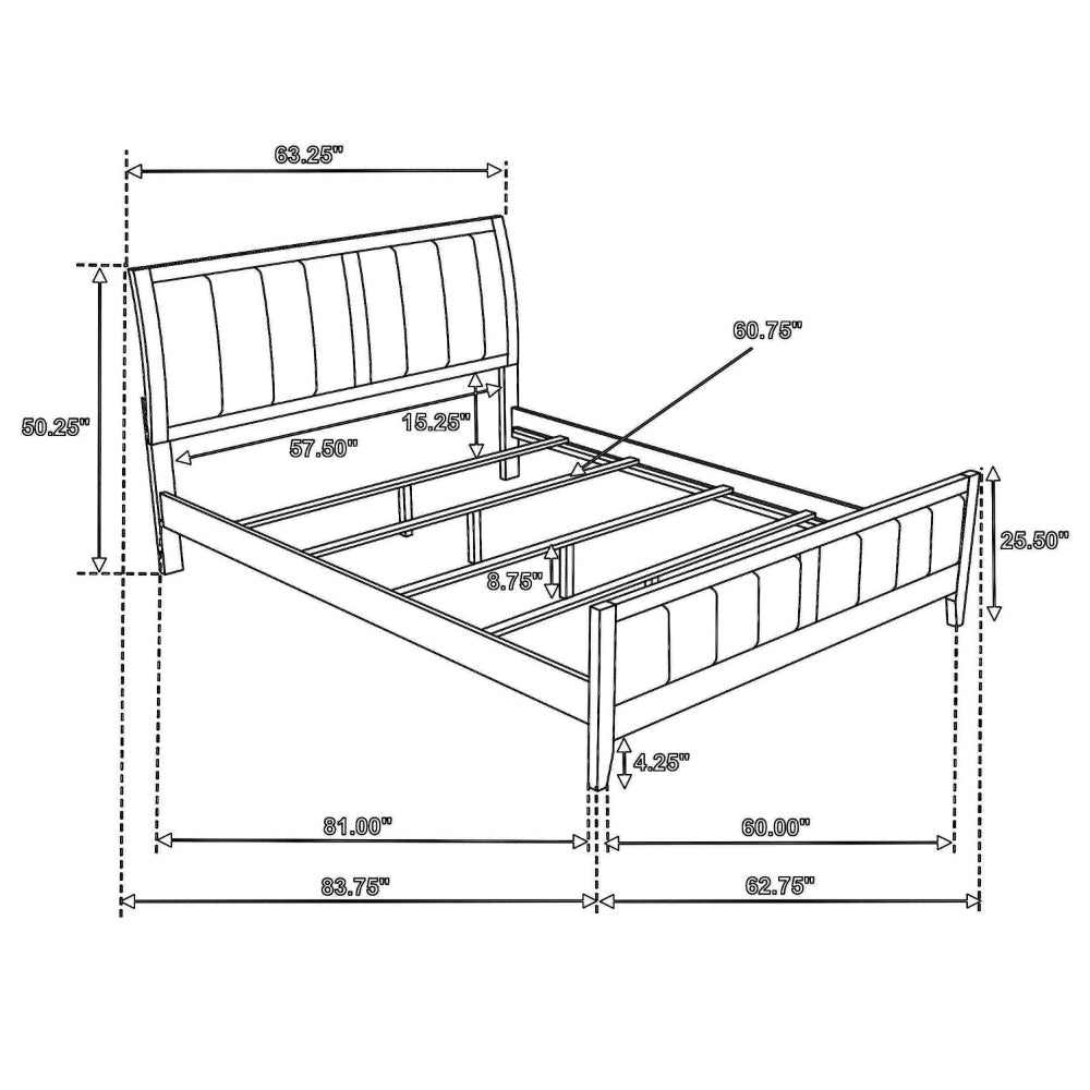 Wily Queen Size Bed Channel Tufted Upholstered Headboard Dark Brown